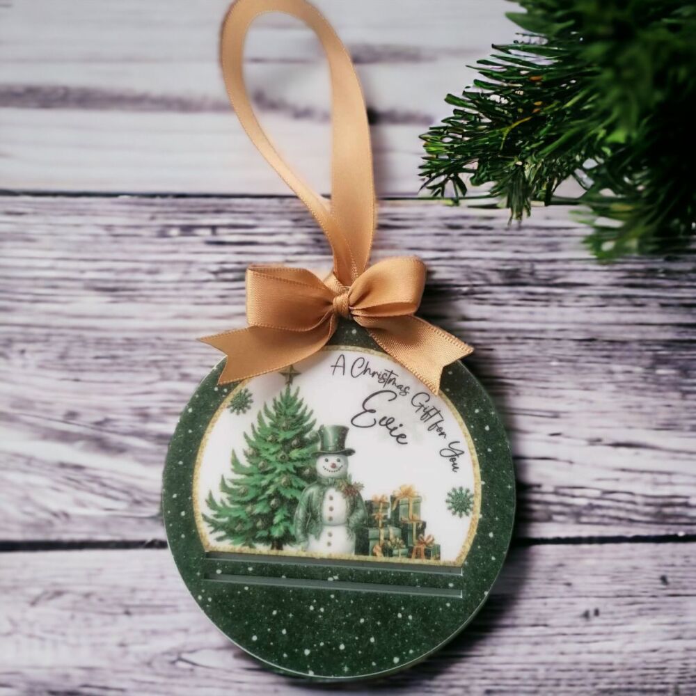 Personalised Christmas Money Wallet Tree Bauble Gift