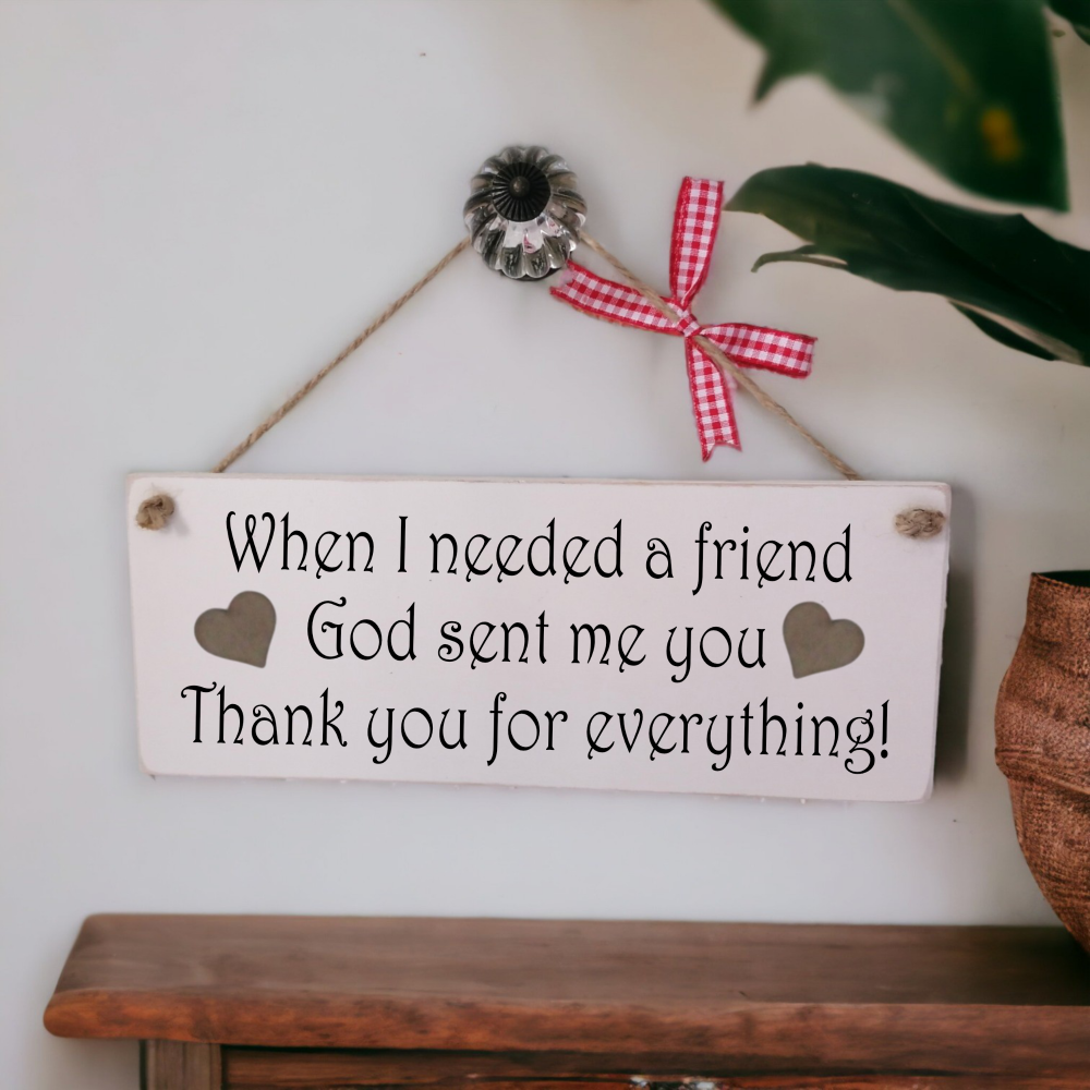 Painted Wooden Wall Hanging Plaque - Thanking A Friend