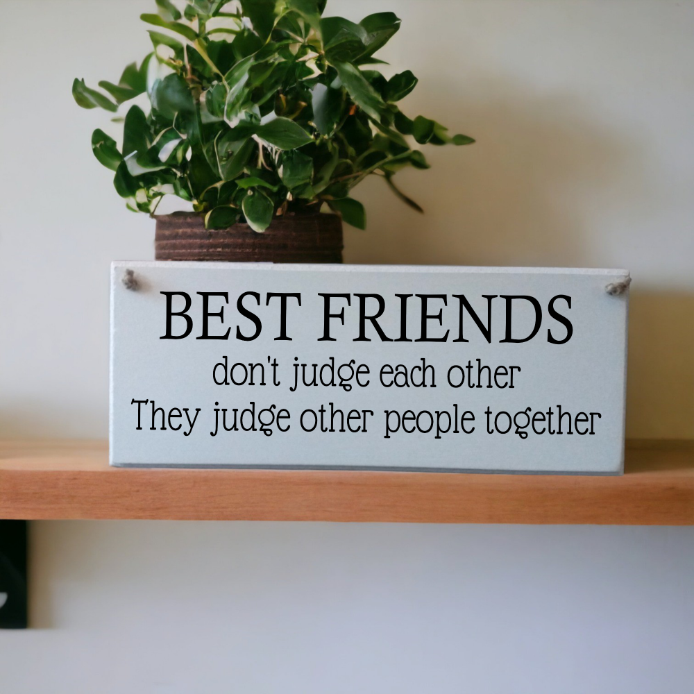 Handcrafted Wooden Chalk Painted Friendship Plaque - Best Friends