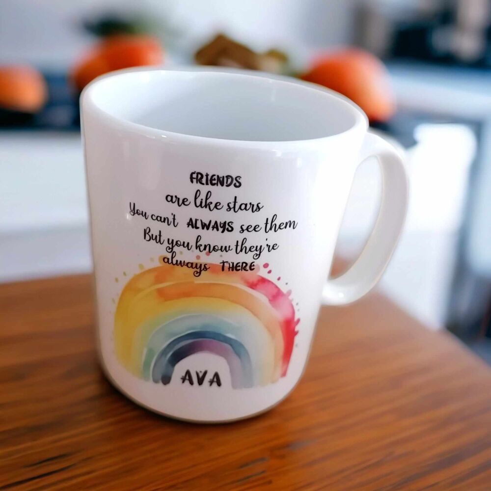 Personalised Rainbow Themed Friendship Gift Mug