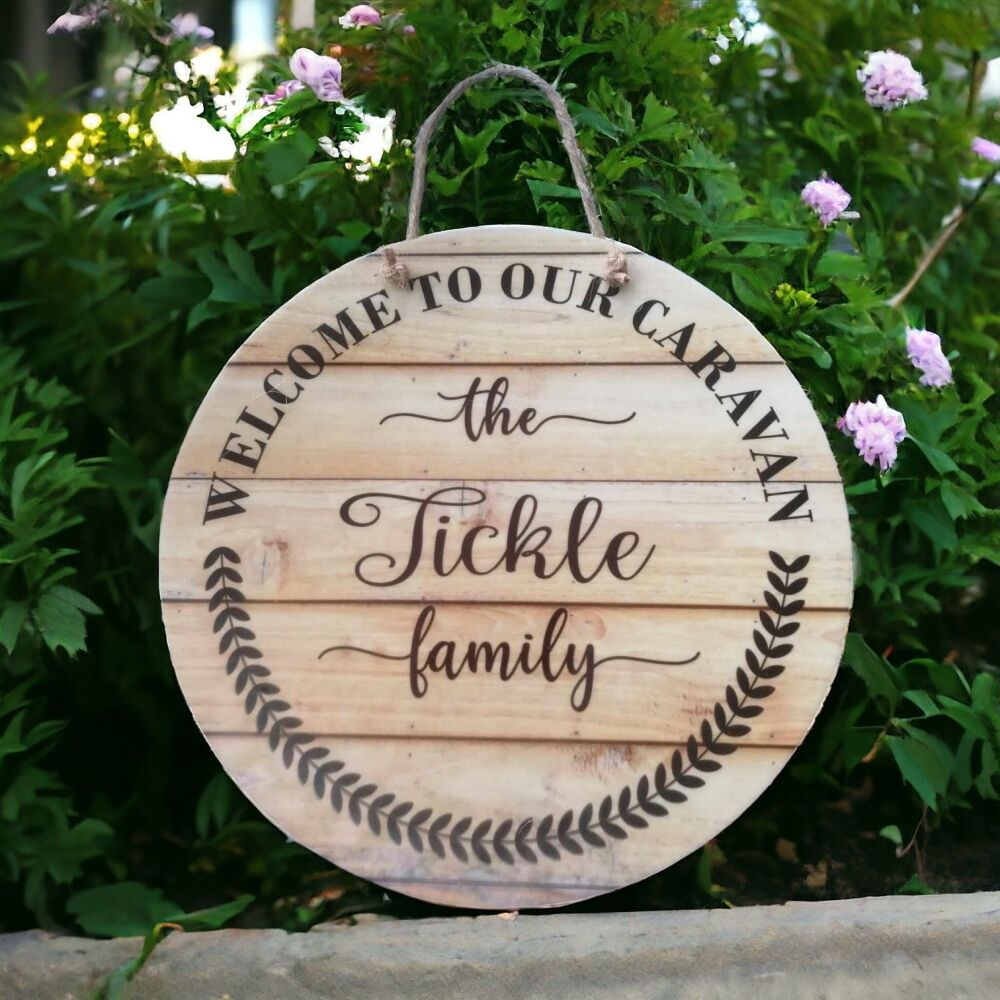 Personalised Acrylic Wall Hanging Plaque Welcome To Our Caravan