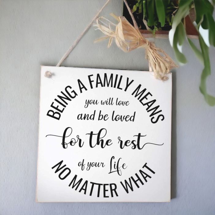 Being A Family Means Wooden Handmade Painted Wall Hanging Plaque