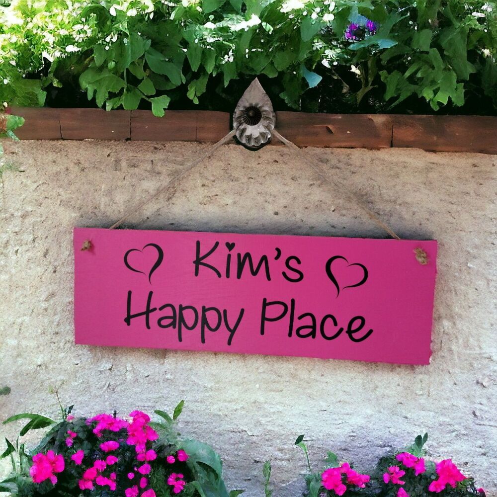 My Happy Place Personalised Outdoor Wooden Plaque