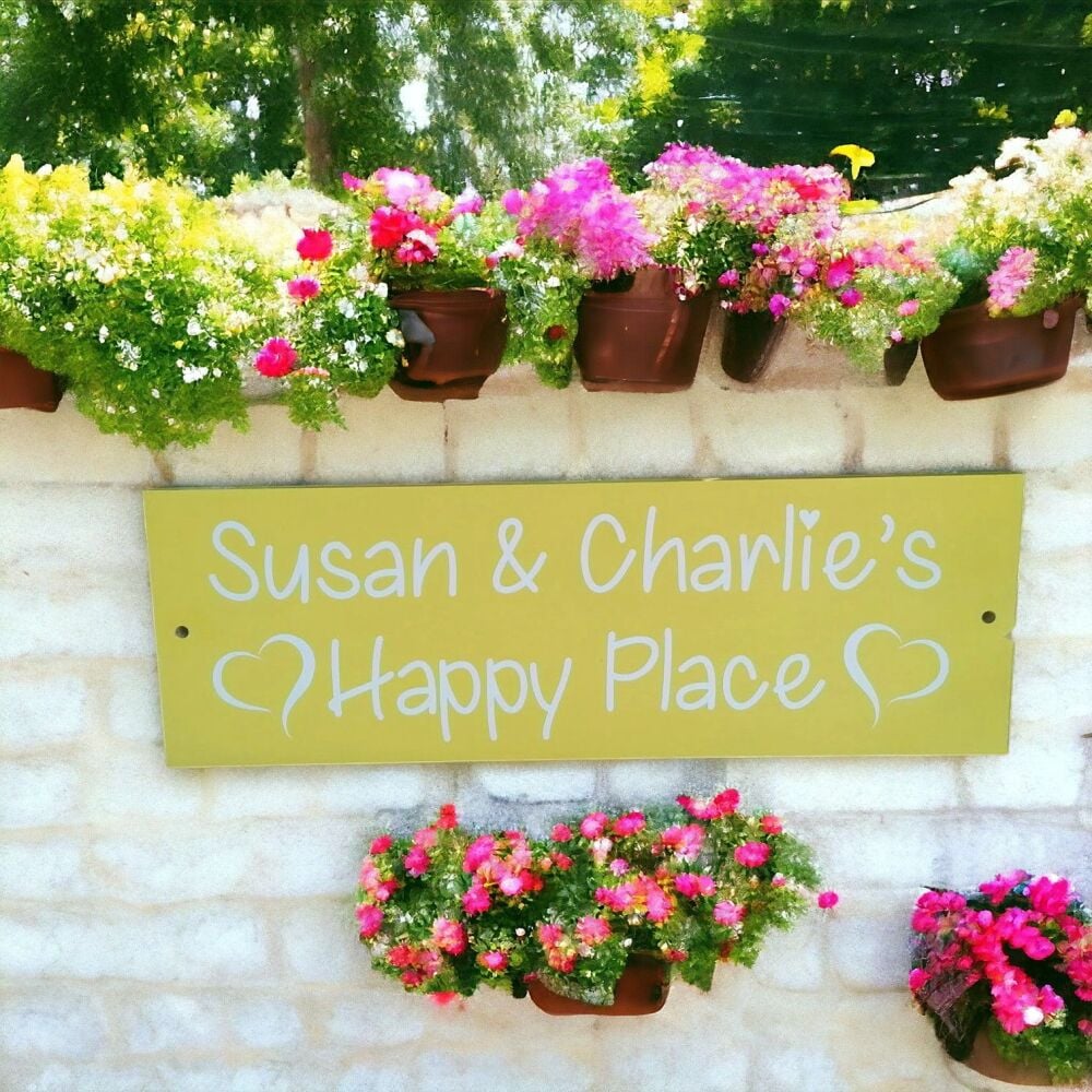 My Happy Place Personalised Outdoor Wooden Plaque