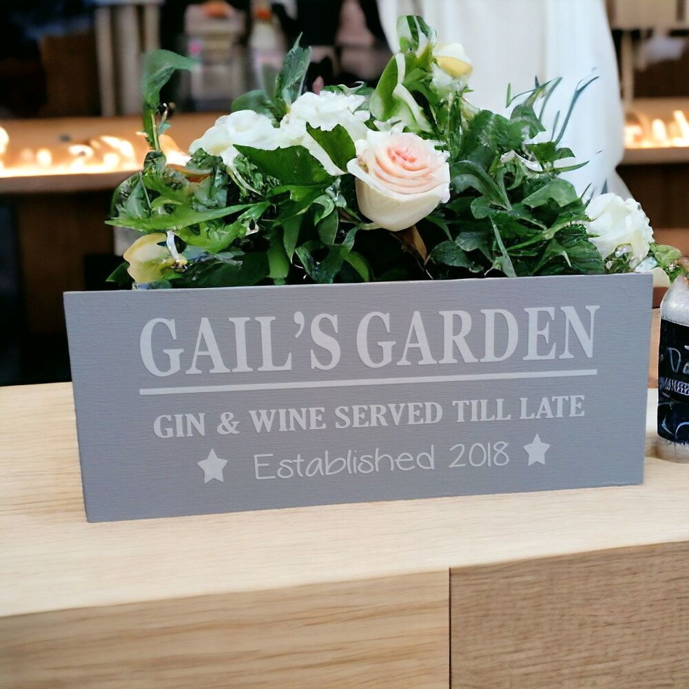Personalised Wooden Hanging Garden Plaque - Alcohol Served Till Late