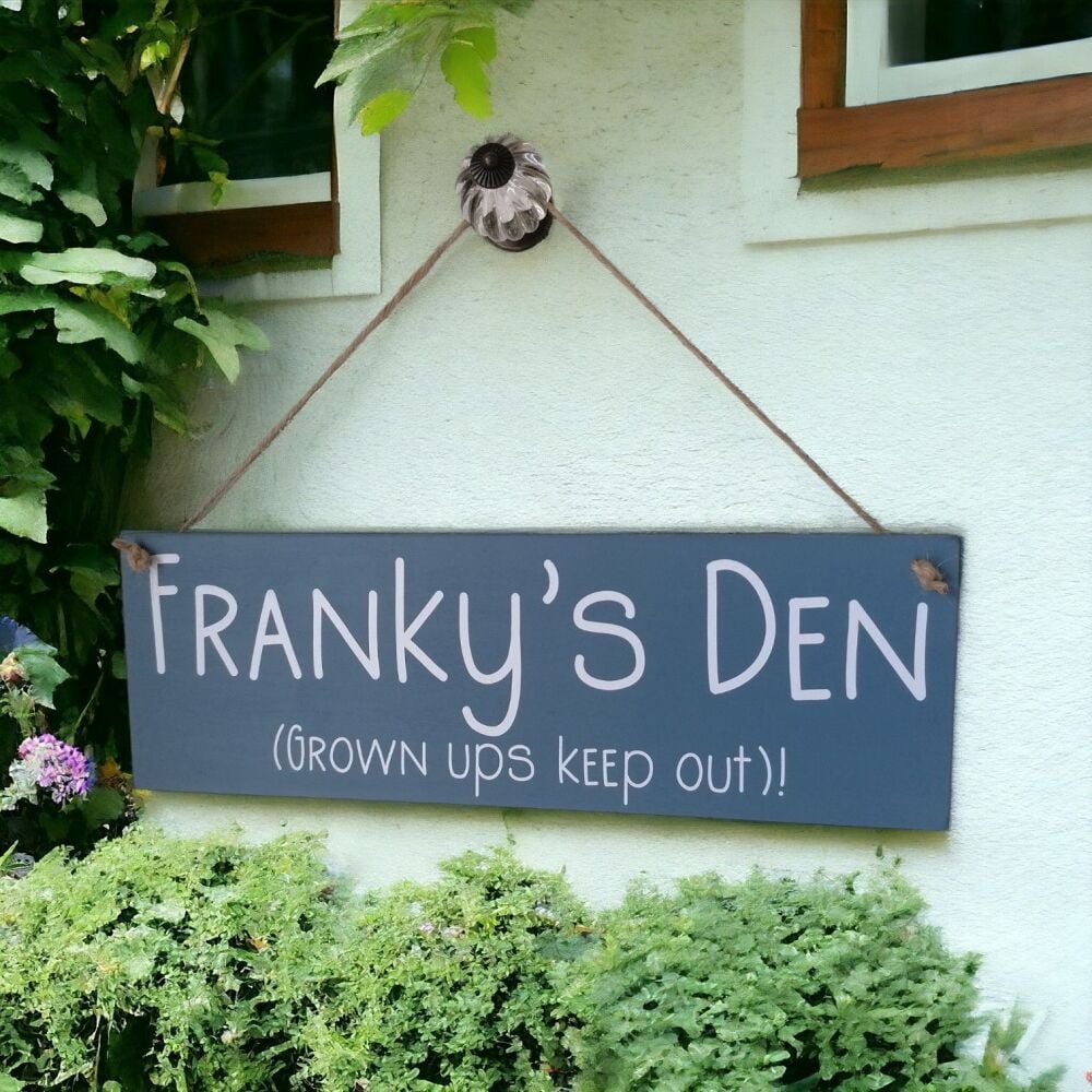 Personalised Handmade Wooden Outdoor Den Sign