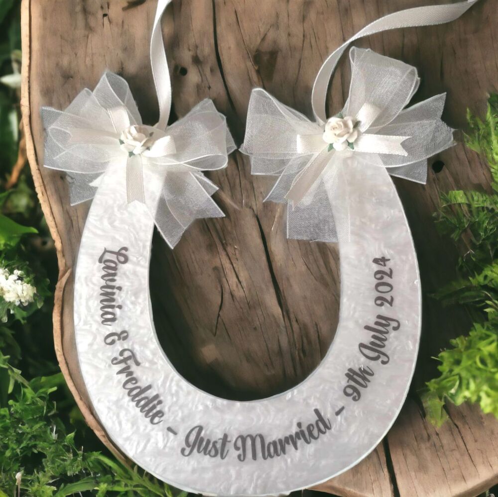 Personalised Acrylic Swirl Wedding Horseshoe