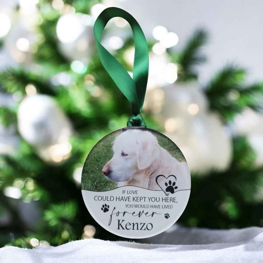 Photo In Loving Memory Pet Loss Acrylic Christmas Tree Bauble Keepsake