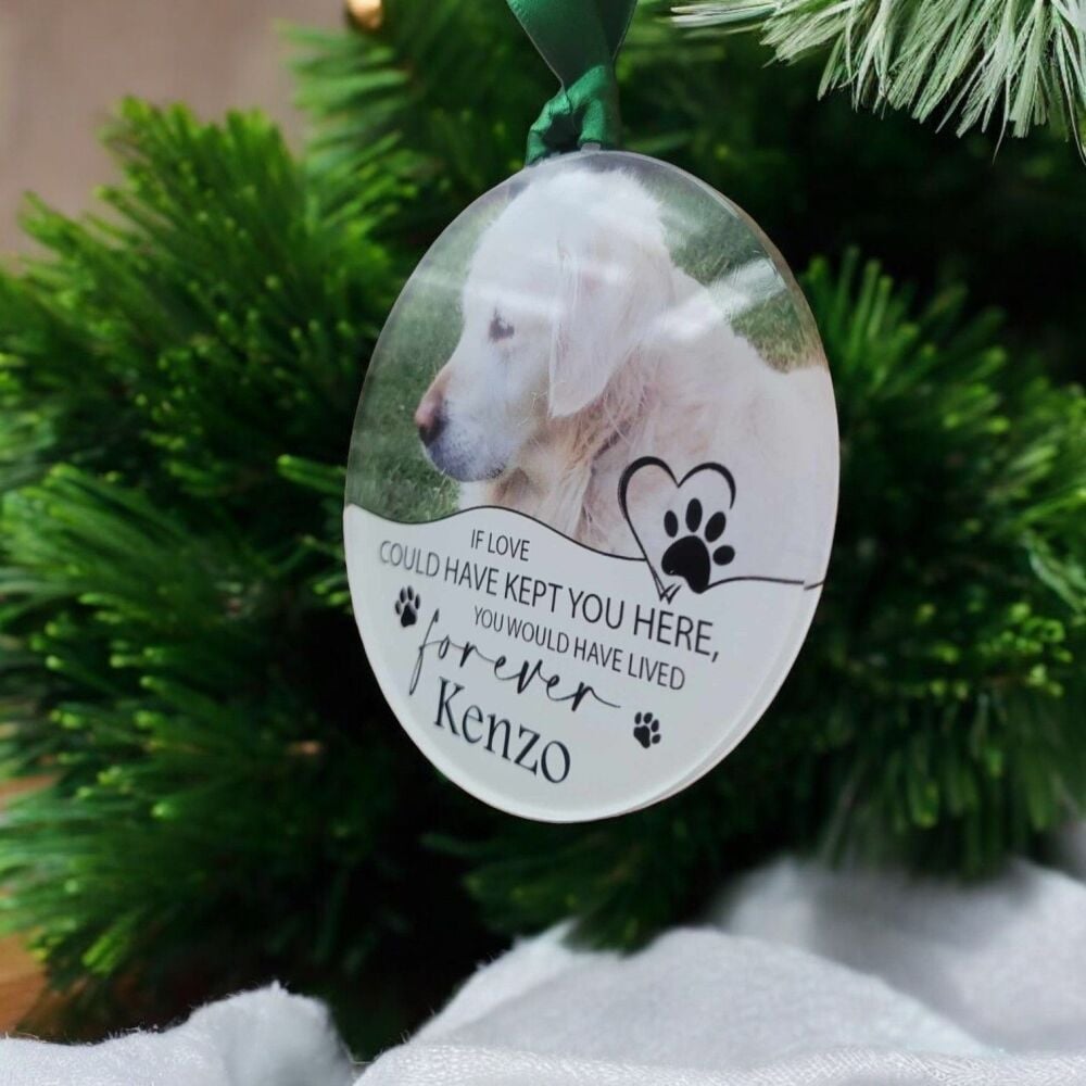 Photo In Loving Memory Pet Loss Acrylic Christmas Tree Bauble Keepsake