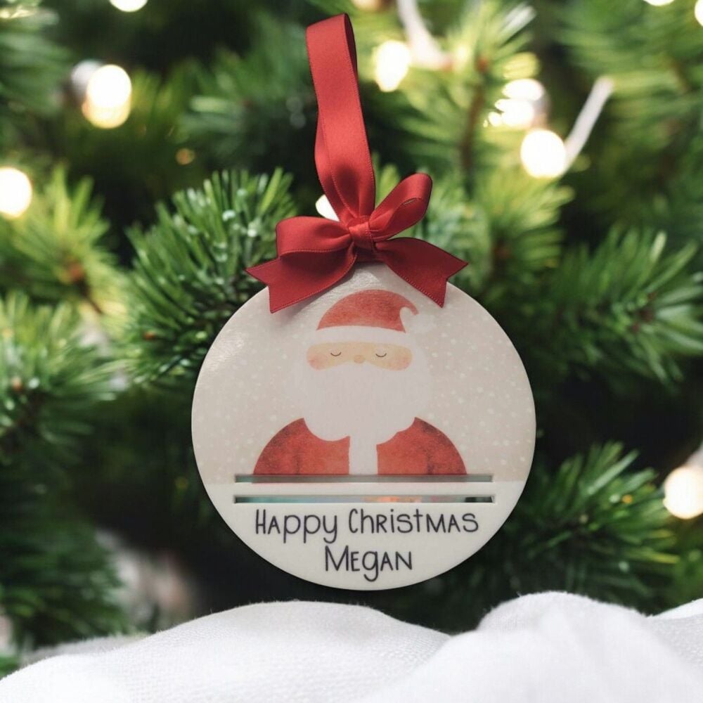 Children's Personalised Santa Money Wallet Tree Bauble