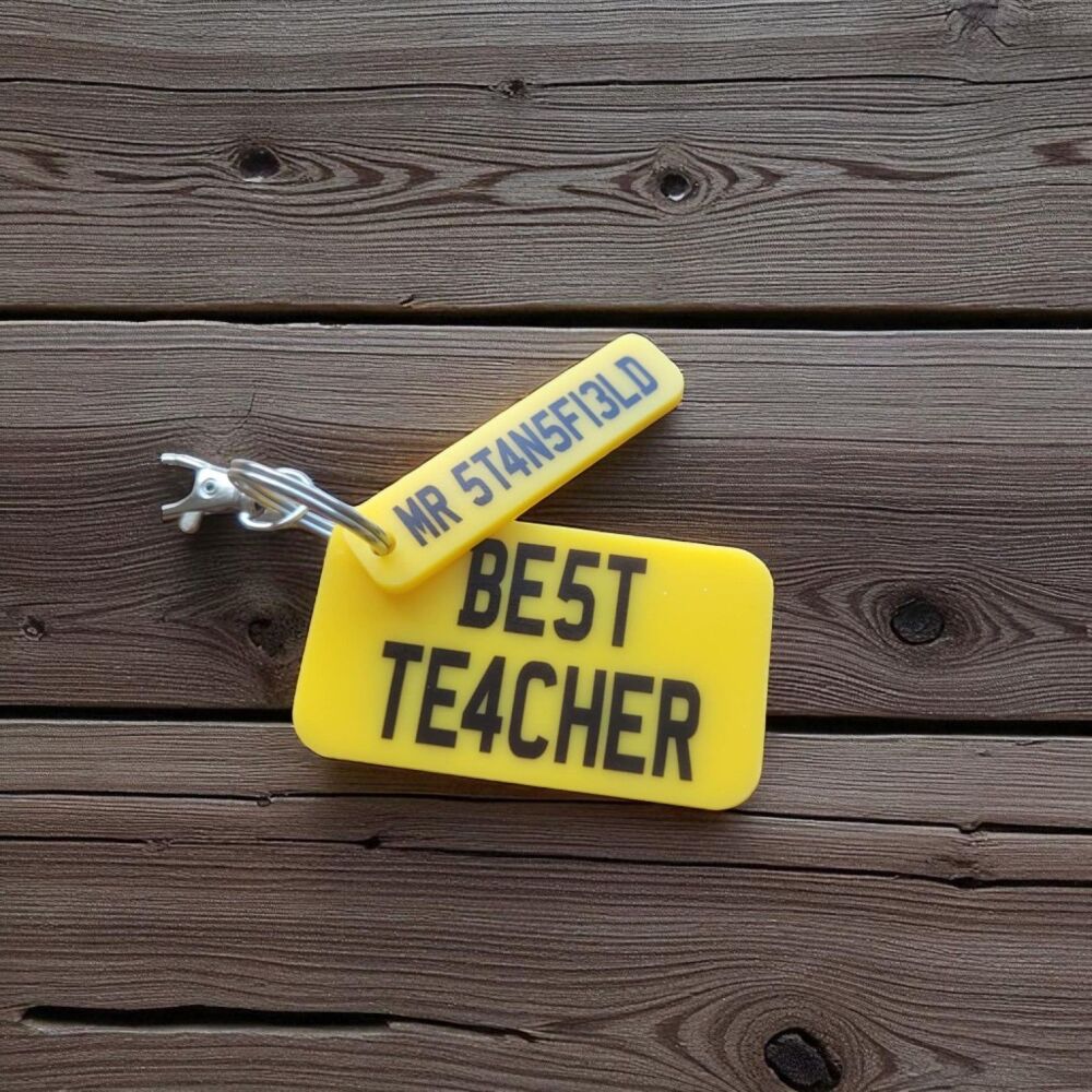 Personalised Car Number Plate Keyring - End Of Term Teacher's Gift