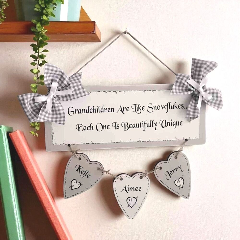 Handcrafted Personalised Wooden Grandparent Keepsake Gift - Grandchildren Are Like Snowflakes