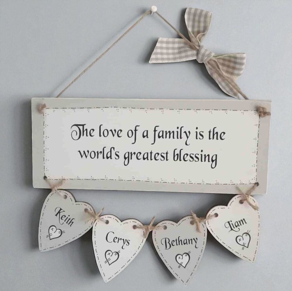 Handmade Personalised Painted Wooden Hanging Plaque With Your Own Wording