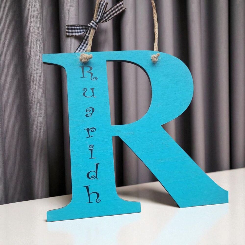 Personalised Hanging Wooden Initial With Child's Name