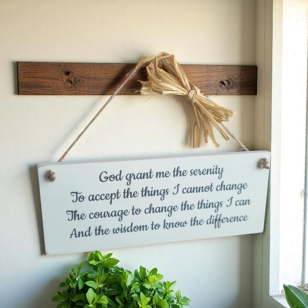Handcrafted Wooden Chalk Painted Plaque - Serenity Prayer
