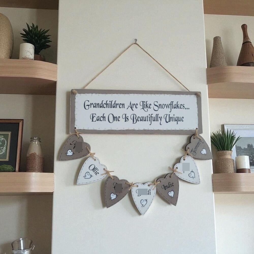 Handcrafted Personalised Wooden Grandparent Keepsake Gift - Grandchildren Are Like Snowflakes