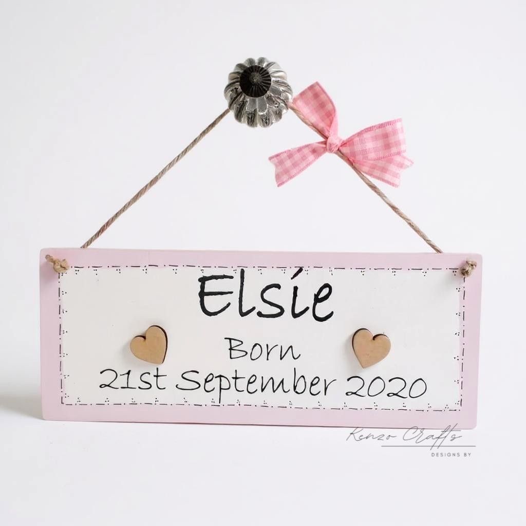 Personalised Handmade Wooden New Baby Keepsake Wall Hanging