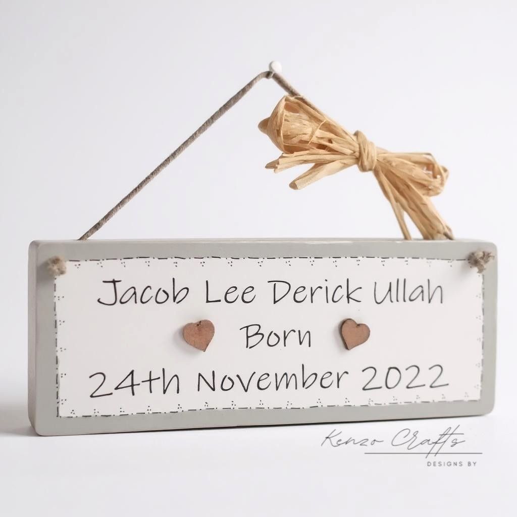 Personalised Handmade Wooden New Baby Keepsake Wall Hanging