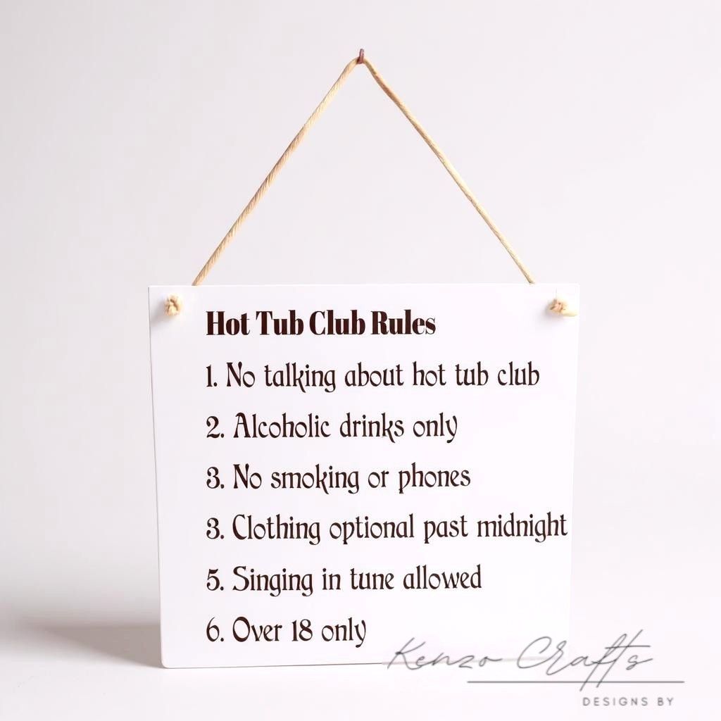Hot Tub Rules Plaque Just Add Yours!