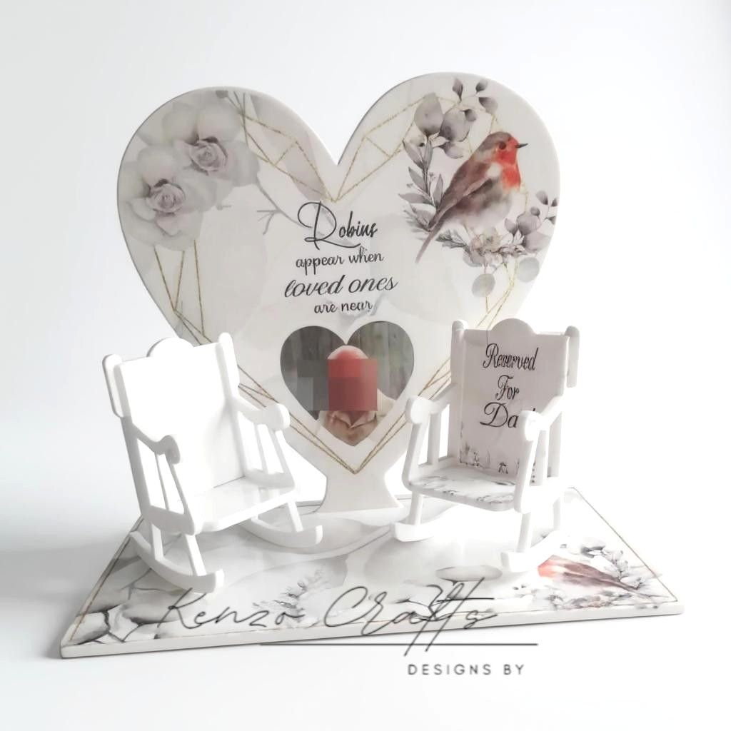 Personalised In Loving Memory Photo Heart Including Two Rocking Chairs  Rob