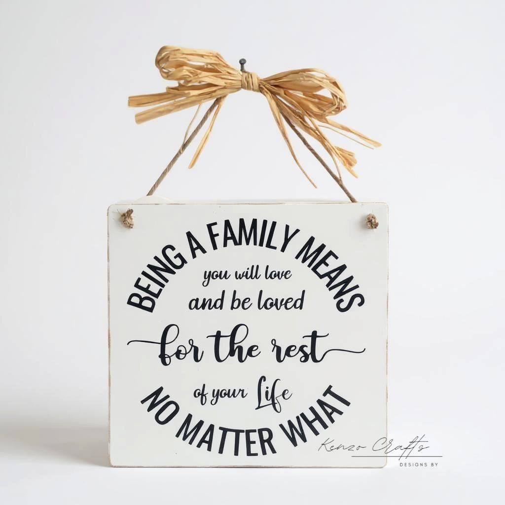 Being A Family Means Wooden Handmade Painted Wall Hanging Plaque