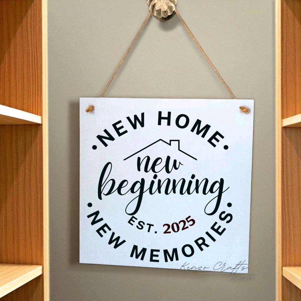 Painted Wooden Wall Hanging Celebrate First/New Home Personalised Keepsake Gift