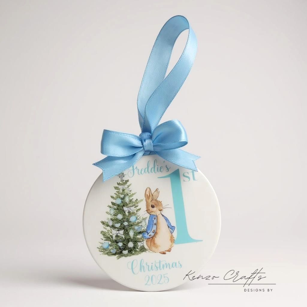Personalised Baby's First Christmas Rabbit Tree Bauble Keepsake