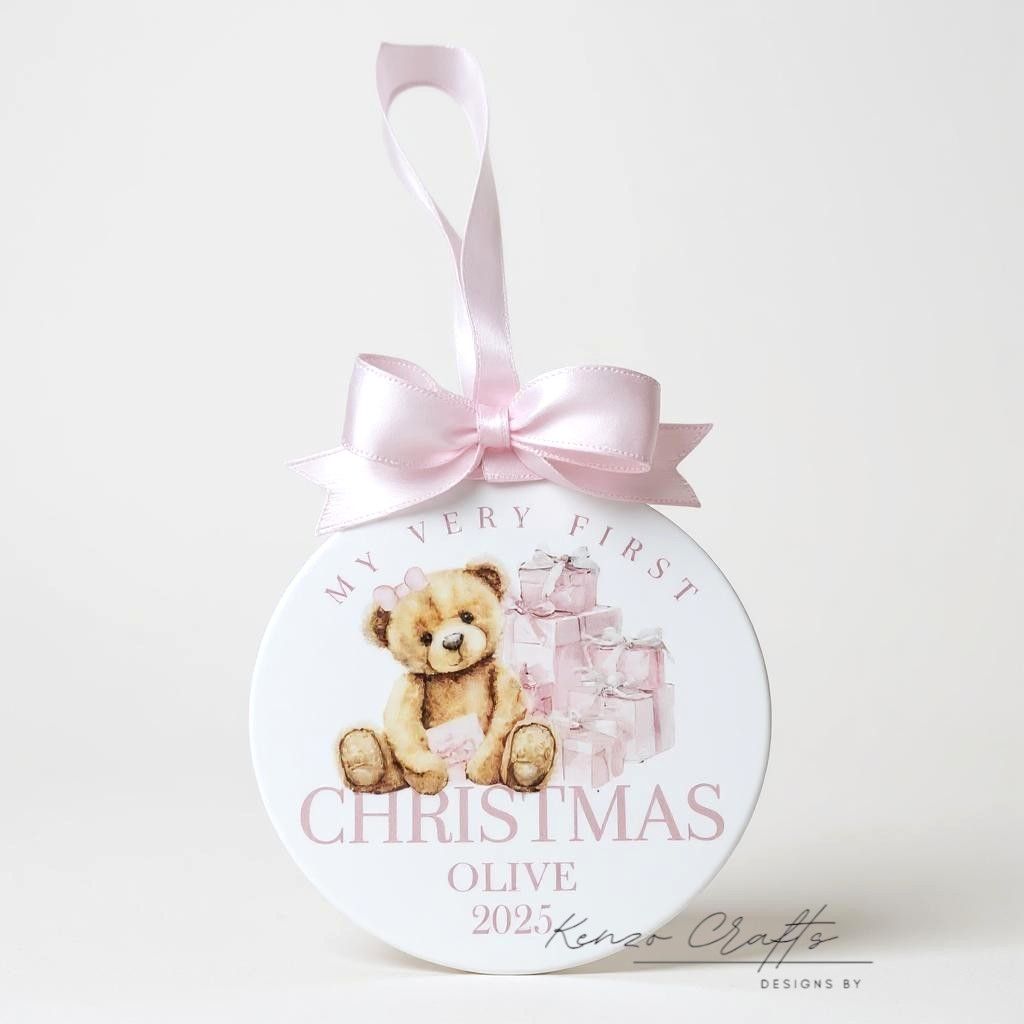 Personalised Baby's First Christmas Bear Tree Bauble