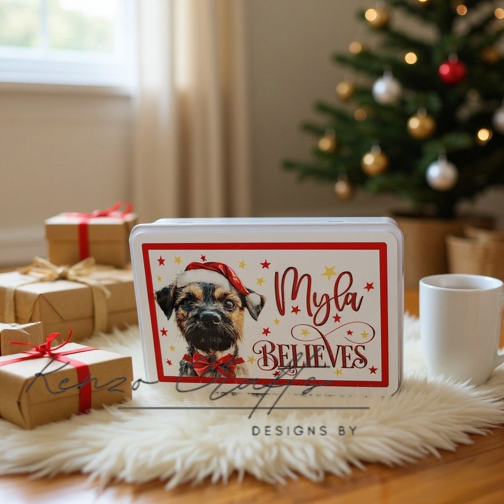 Personalised Christmas Dog Treat/Accessories Tin Box