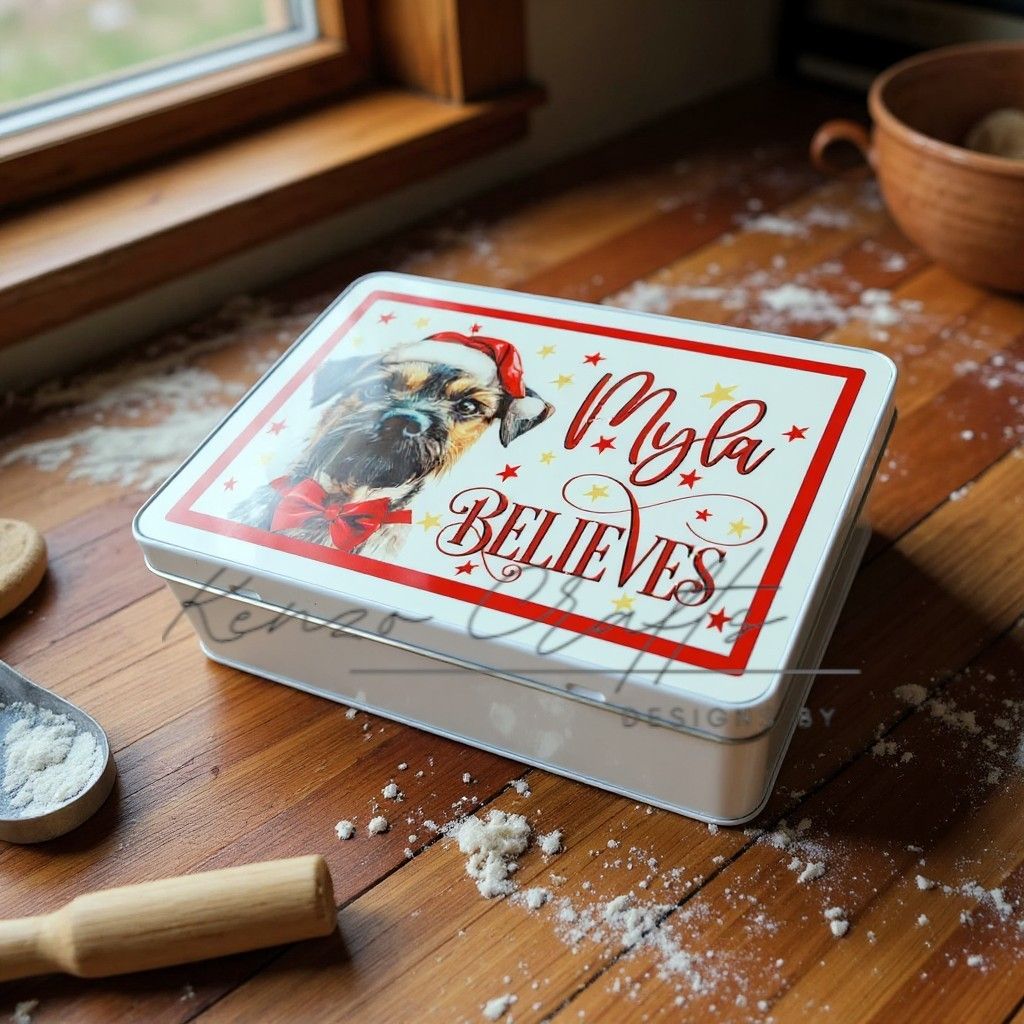 Personalised Christmas Dog Treat/Accessories Tin Box