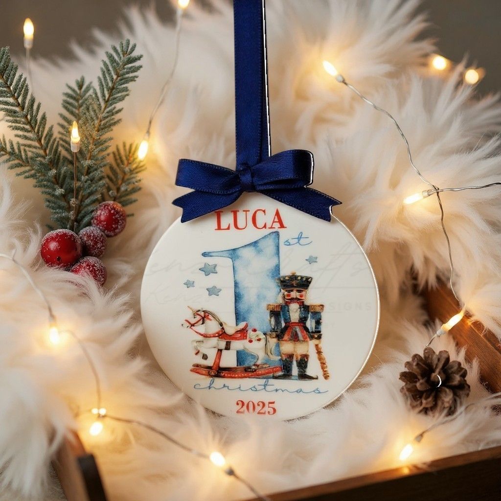 Personalised Baby's First Christmas Nutcracker Tree Bauble Keepsake