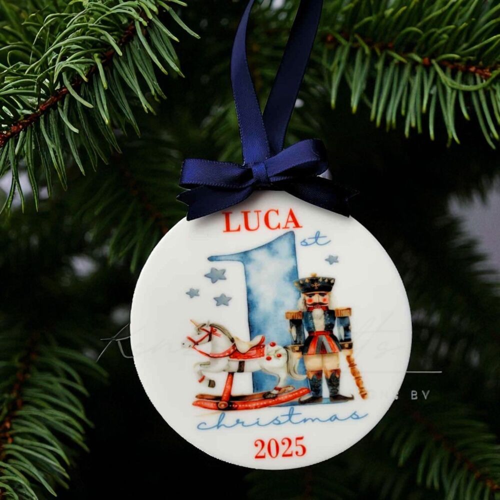 Personalised Baby's First Christmas Nutcracker Tree Bauble Keepsake