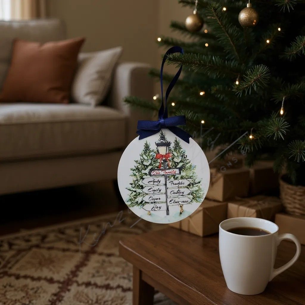 Personalised Family Signpost Christmas Tree Keepsake