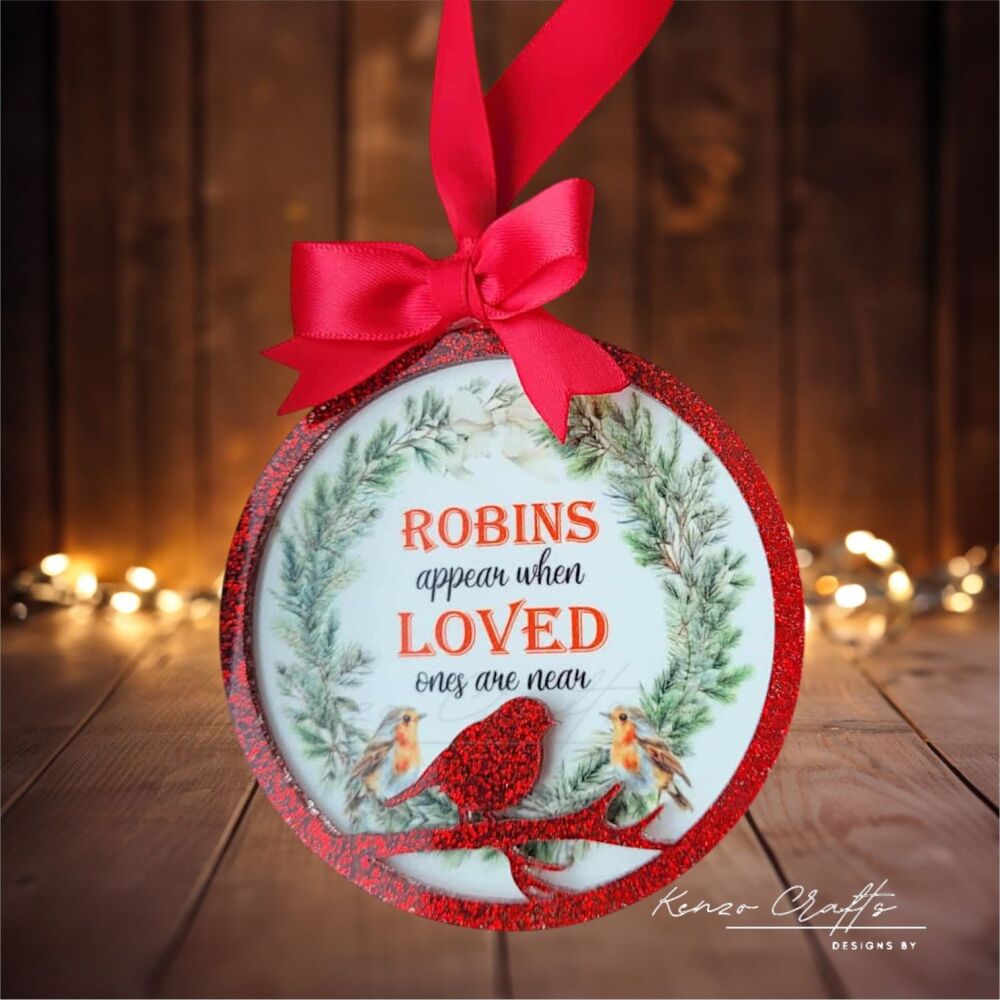 Memorial Tree Decoration Red Glitter