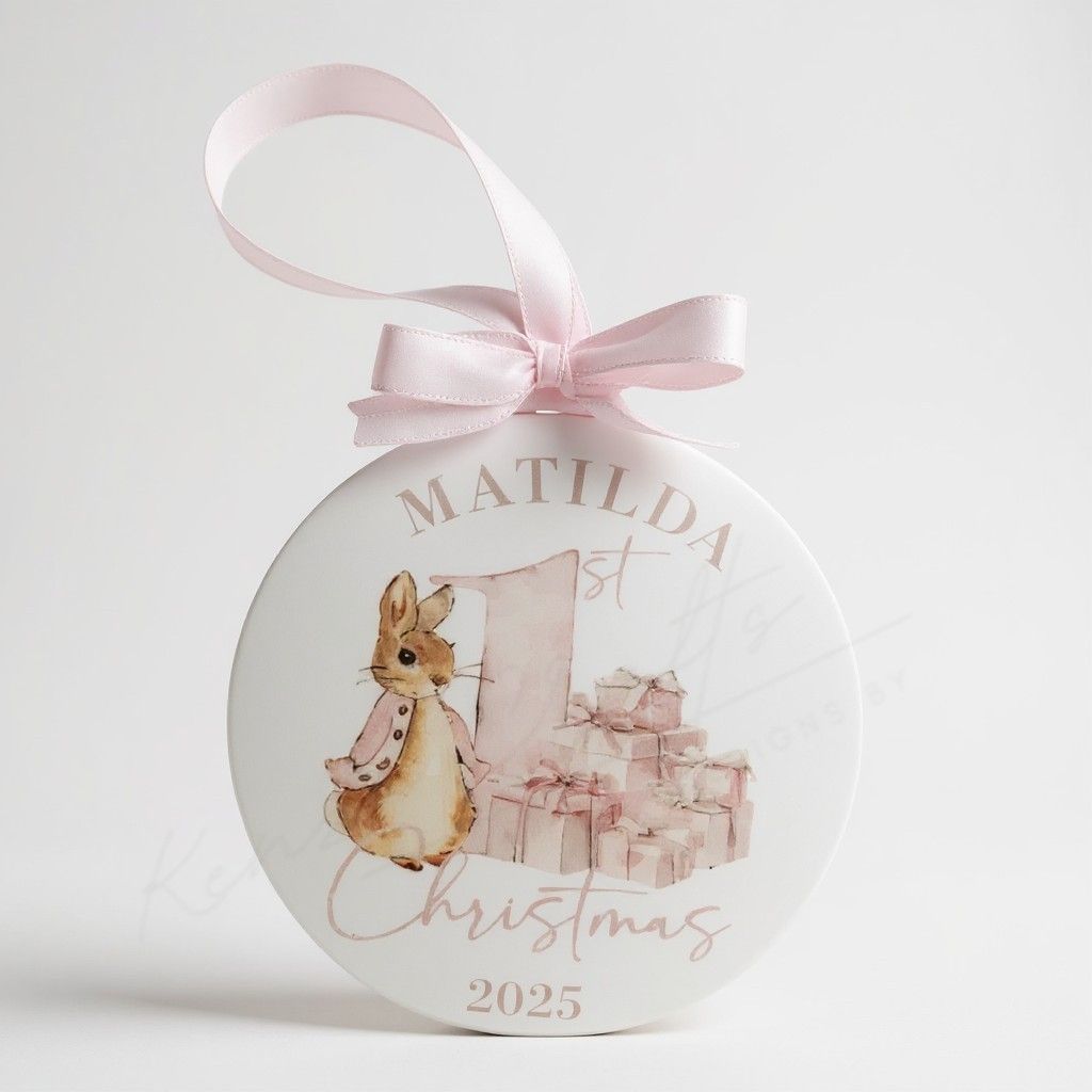 Personalised Baby's First Christmas Rabbit Tree Bauble