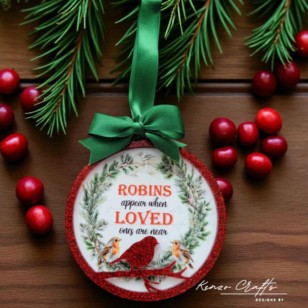 Memorial Tree Decoration Red Glitter