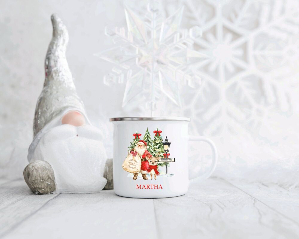 Personalised Children's Christmas Enamel Mug - Santa Sack