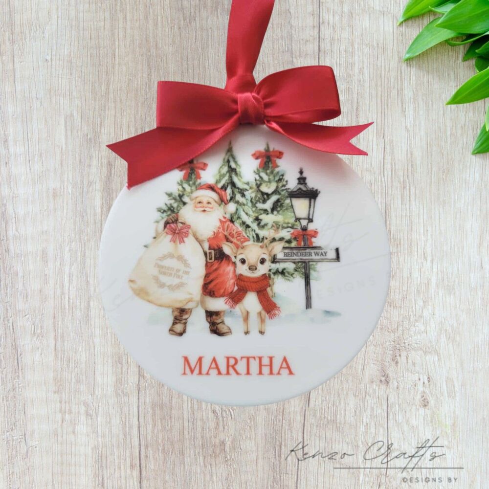 Children's Personalised Santa Bauble Christmas Tree Decoration