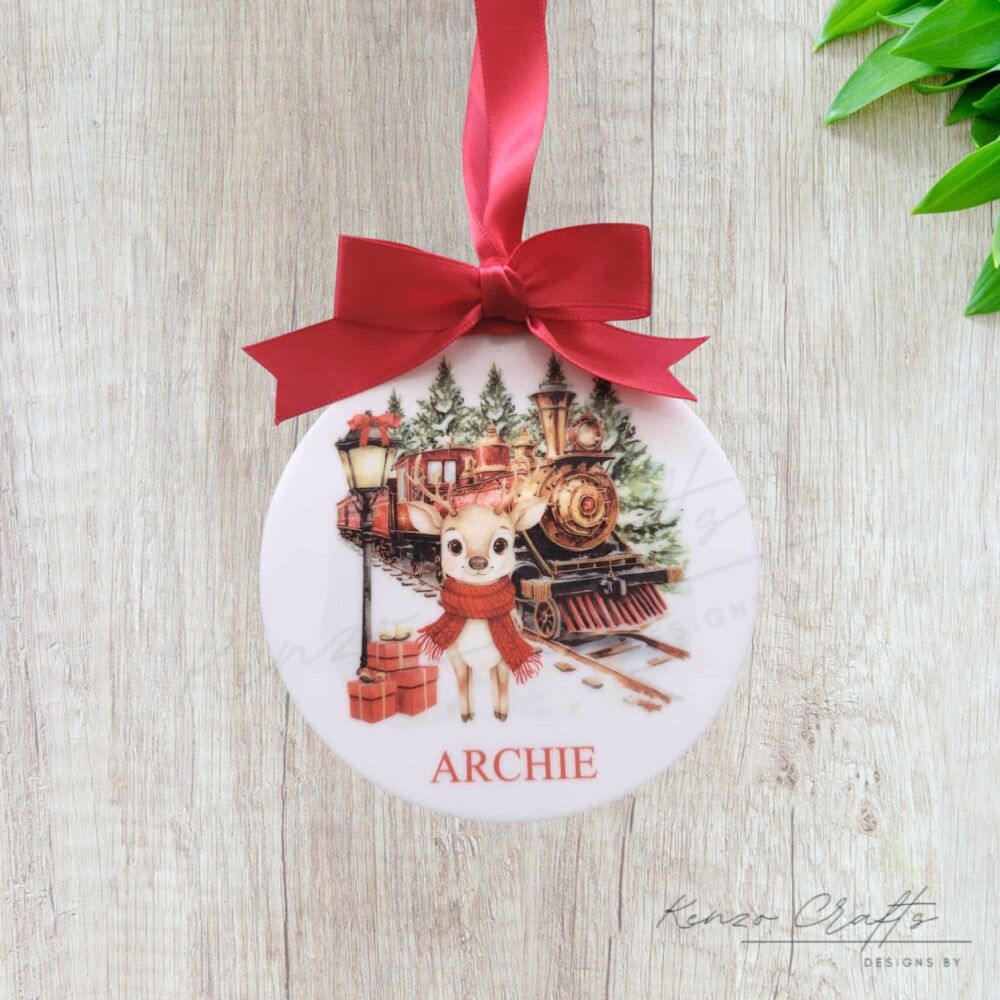 Children's Polar Express Personalised Hanging Christmas Tree Decoration