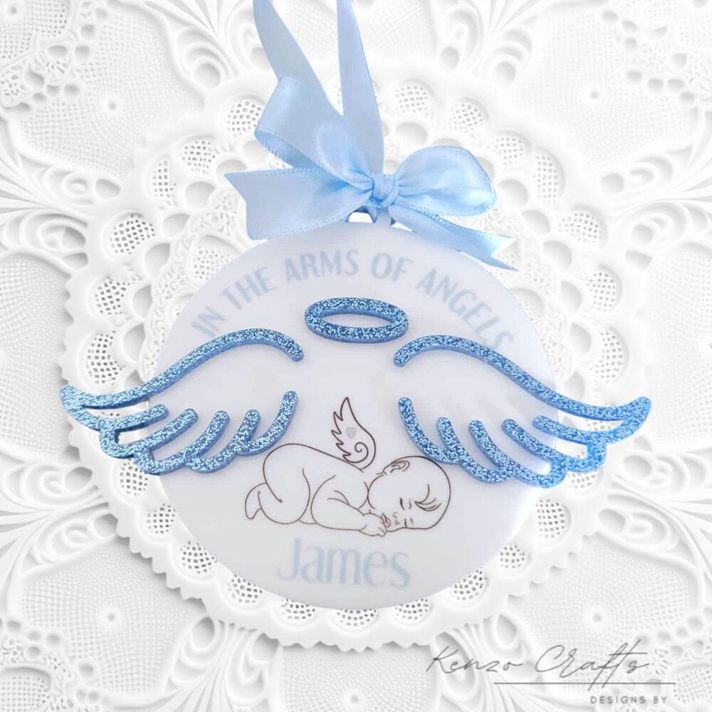 Personalised Hanging Baby Loss Memorial Keepsake In The Hands Of Angels