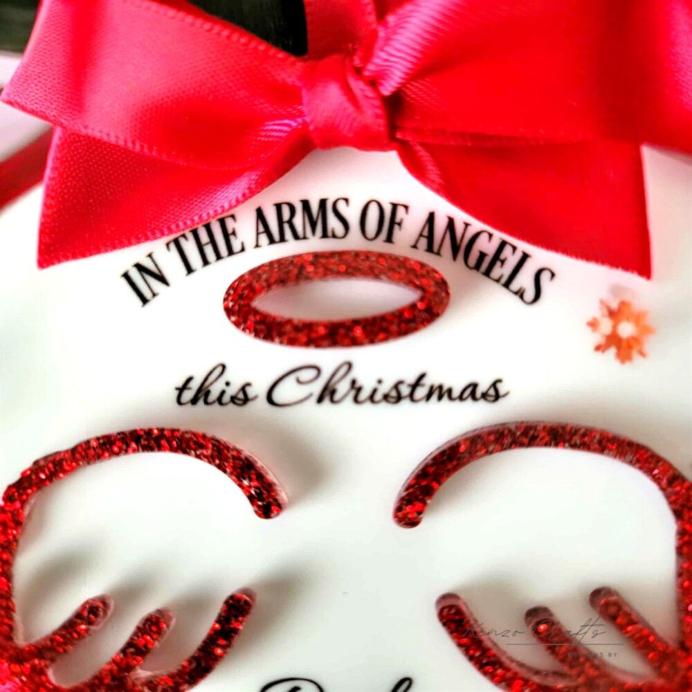 Personalised Hanging Memorial Keepsake In The Hands Of Angels