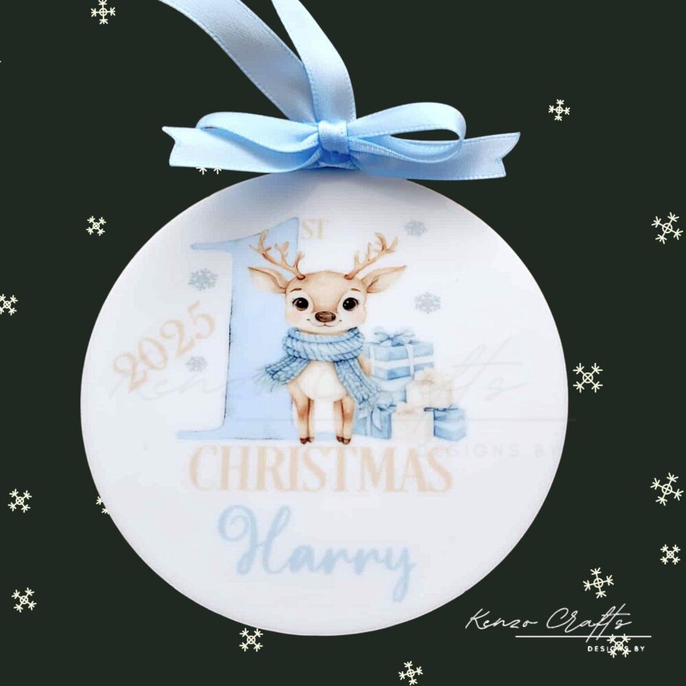Personalised Baby's First Christmas Deer Tree Bauble
