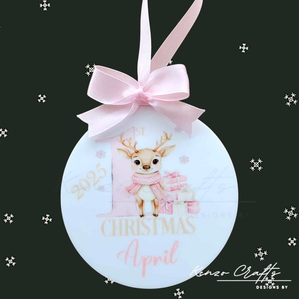 Personalised Baby's First Christmas Deer Tree Bauble