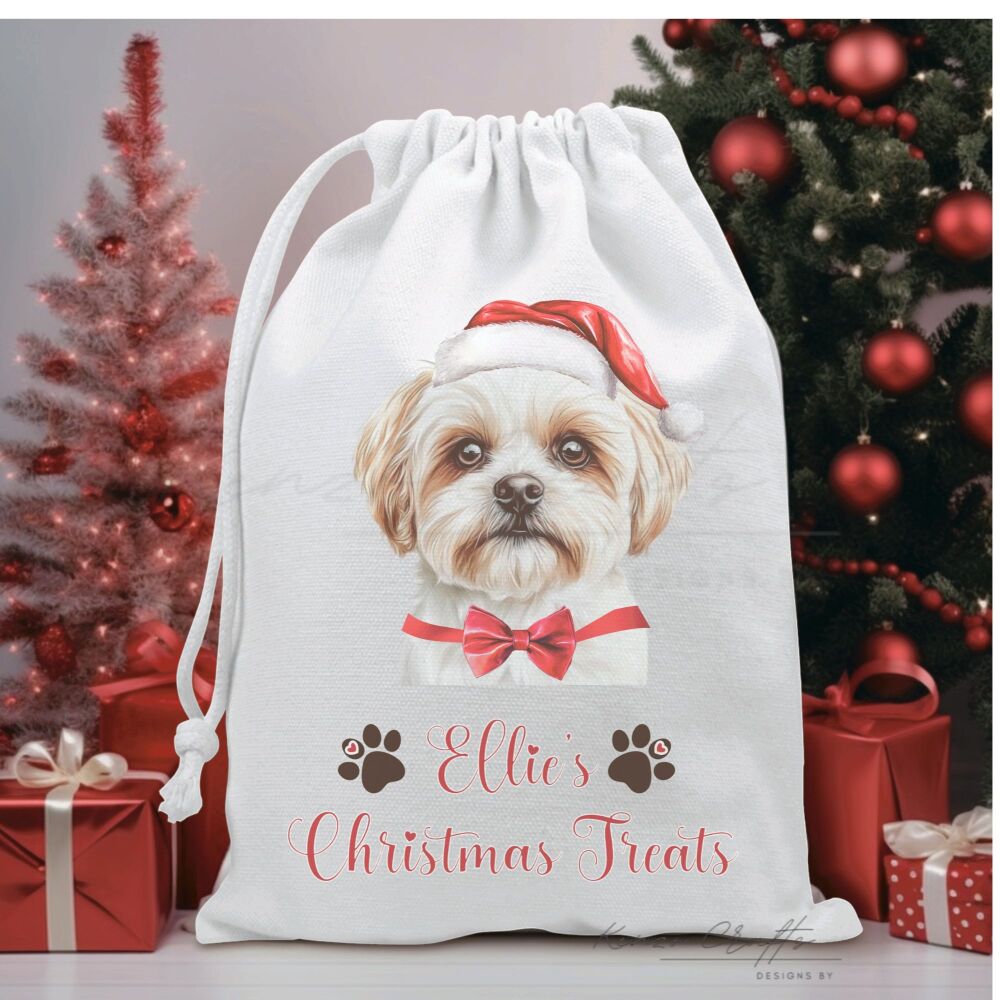 Personalised Dog Treat Bag | Christmas Gift for Dogs | Custom Breed Print | Over 50 Breeds Available
