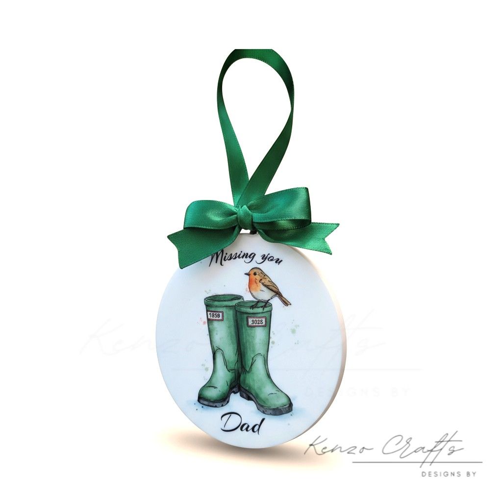 A Wellington Boots Personalised Acrylic Memorial Bauble