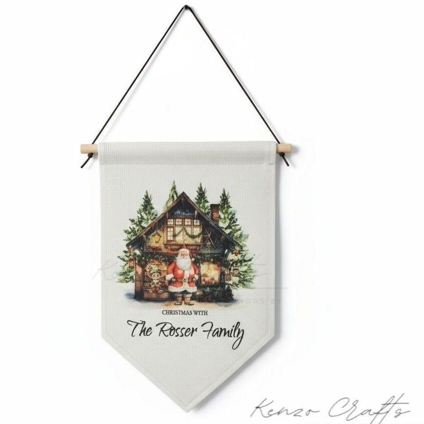 Personalised Linen Christmas With The (surname) Family Pennant