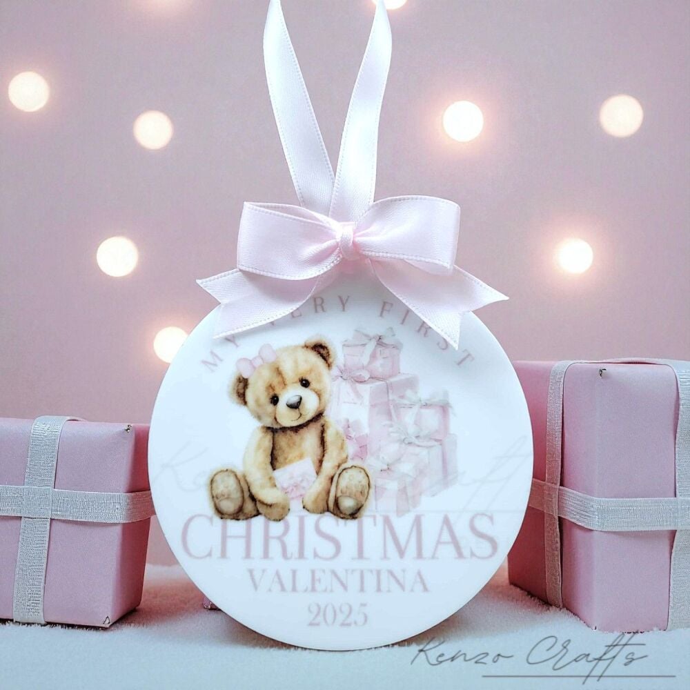 Personalised Baby's First Christmas Bear Tree Bauble