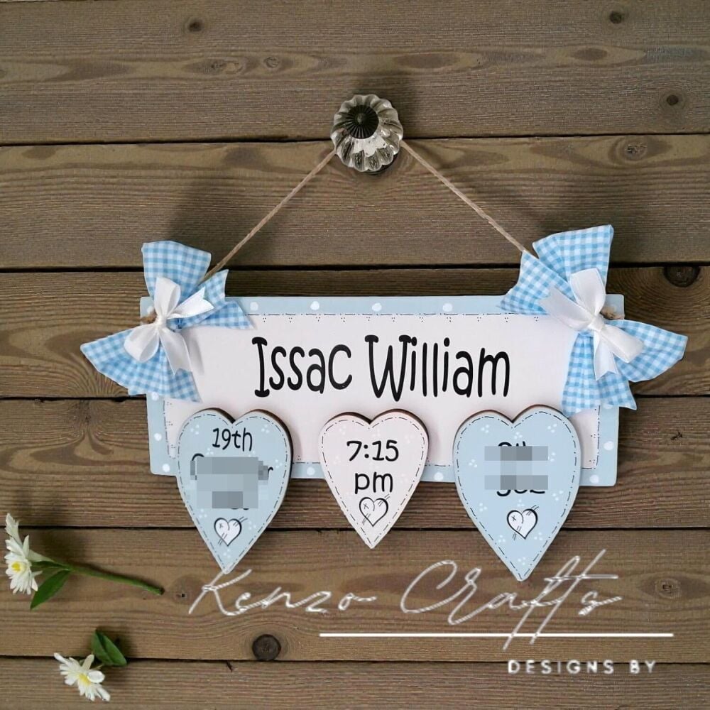 Handmade Personalised Wooden New Baby Keepsake Gift