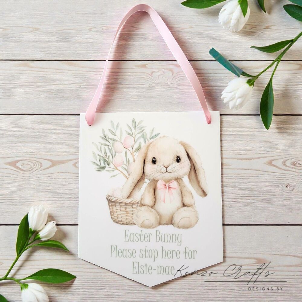 Personalised Easter Bunny Please Stop Here Pennant