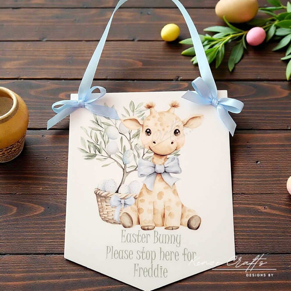 Personalised Easter Bunny Please Stop Here Pennant